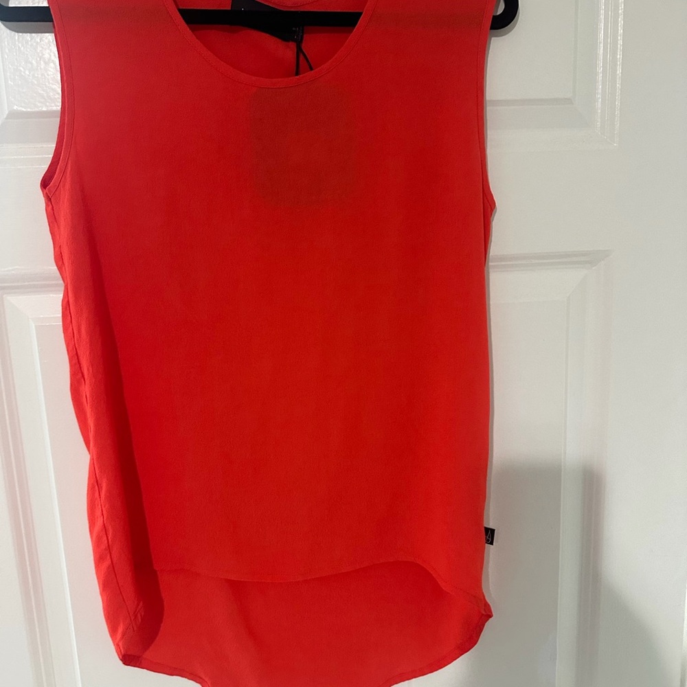 Mink Pink Women’s Sleeveless Red Chiffon Shell Top